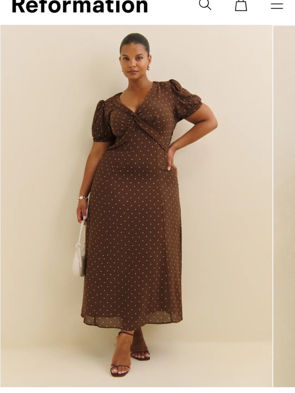 Reformation Devon Lee Carlson Michelle Dress Es Brown - size 20 Brand New